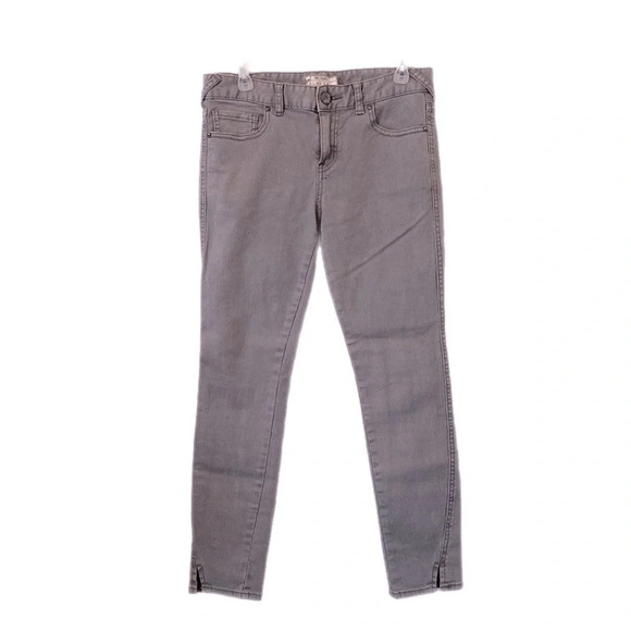 🌸Free people grey herringbone cropped slit jeans size 27 - Picture 1 of 12